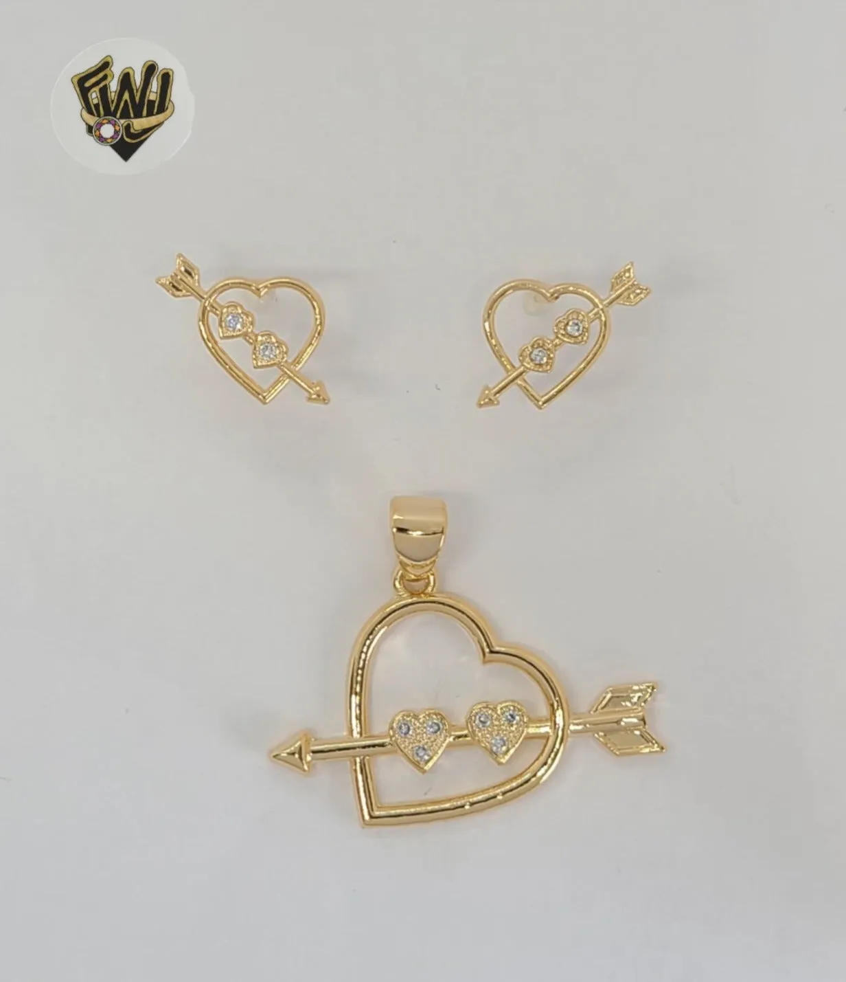 (1-6052-2) Gold Laminate - Heart Zircon Set - BGF