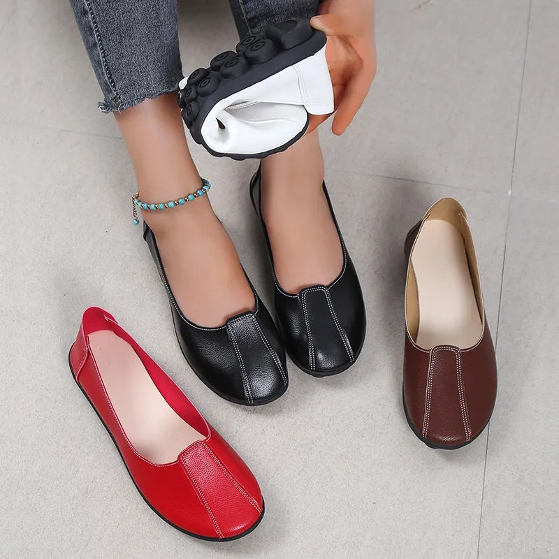 2022 Summer Style Women Ballet Flats Round Toe Slip On Shoes Red Flats Shoes White Woman Loafers Zap