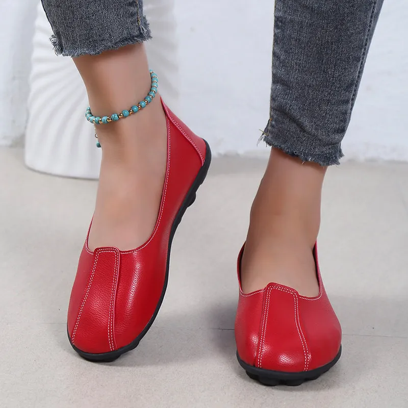 2022 Summer Style Women Ballet Flats Round Toe Slip On Shoes Red Flats Shoes White Woman Loafers Zap