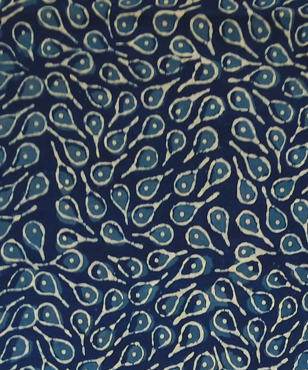 2.5m Blue hand block cotton sanganeri print kurta material