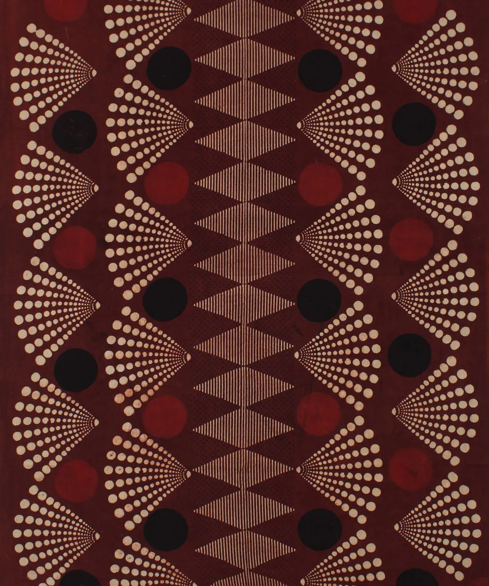 3m maroon cotton ajrakh kurta hand printed material