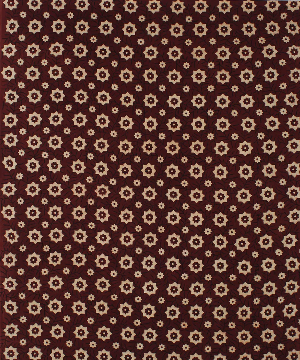 3m maroon hand cotton printed ajrakh kurta material