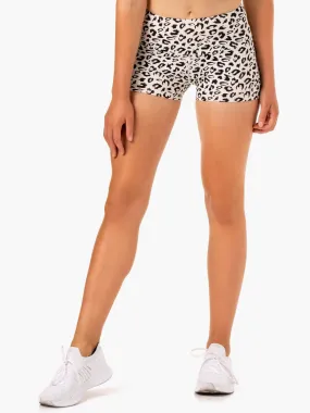 Adapt High Waisted Scrunch Shorts - Ivory Leopard