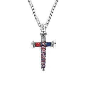 American Flag Nail Cross Pendant Necklace