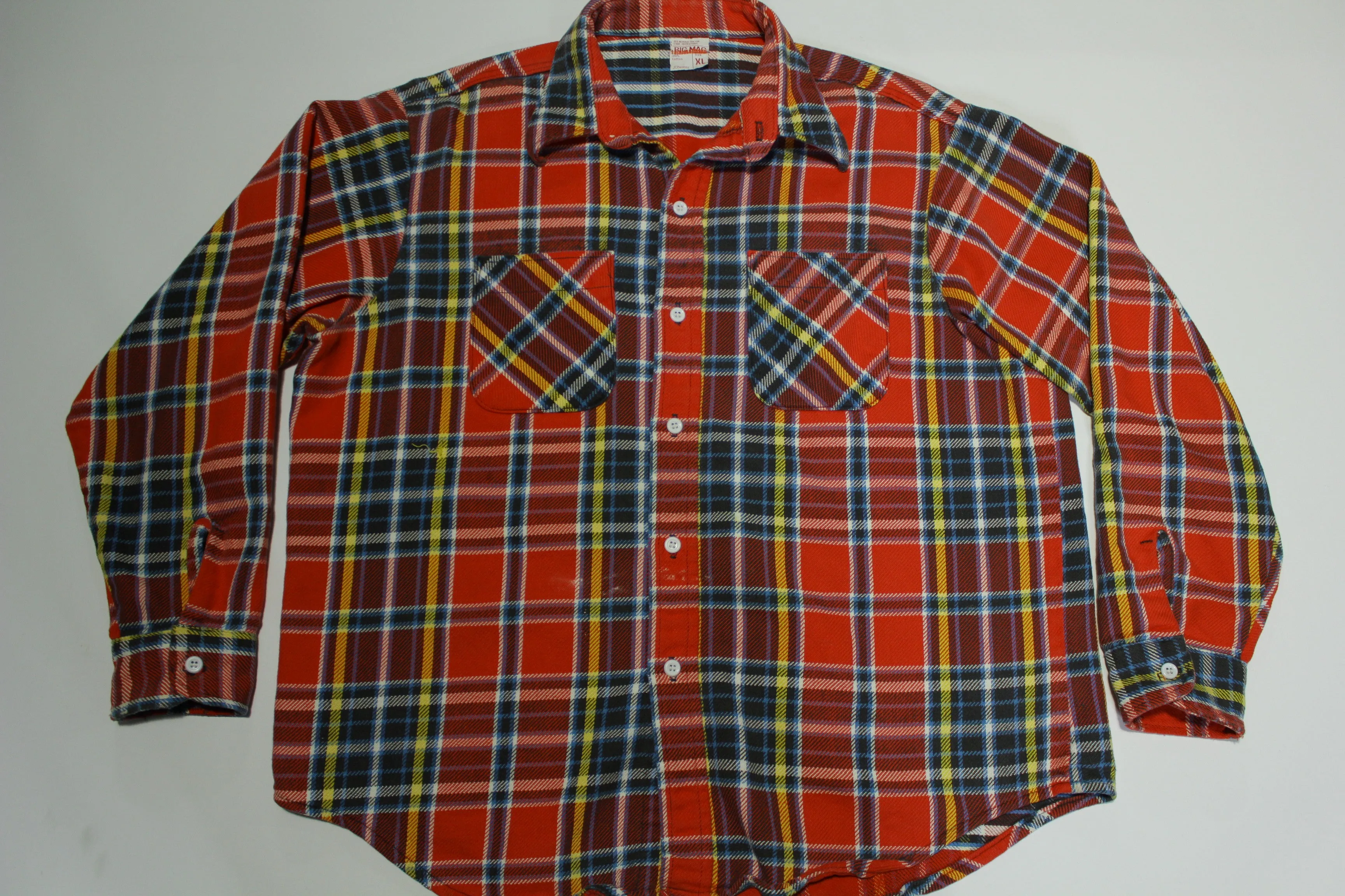 Big Mac JCPenney Plaid Vintage 70s Cotton Button Up Classic Flannel Shirt