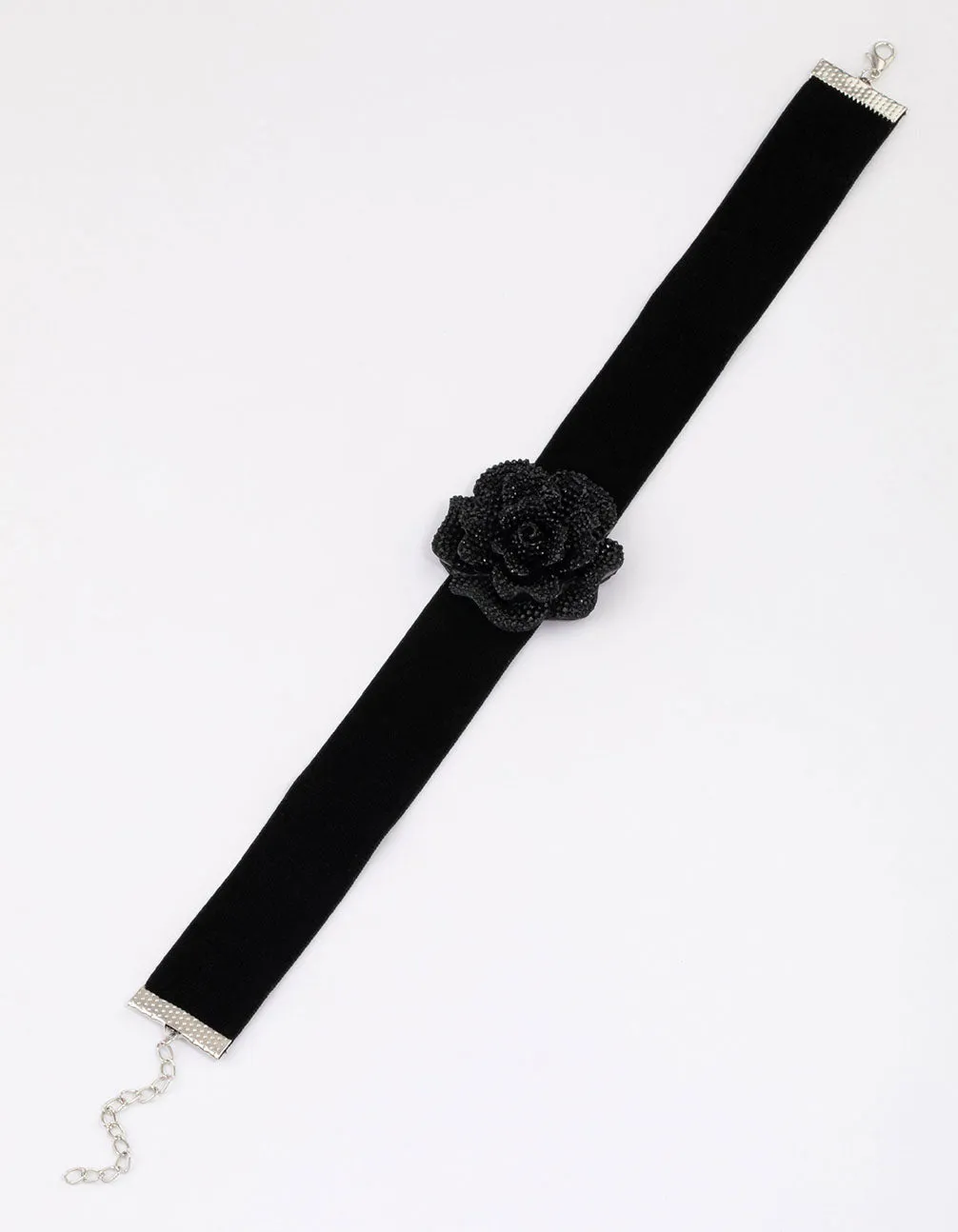 Black Diamante Mini Flower Choker