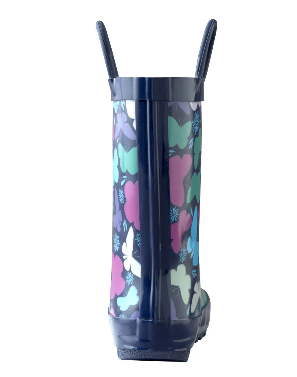 Bright Butterflies Loop Handle Rubber Rain Boots