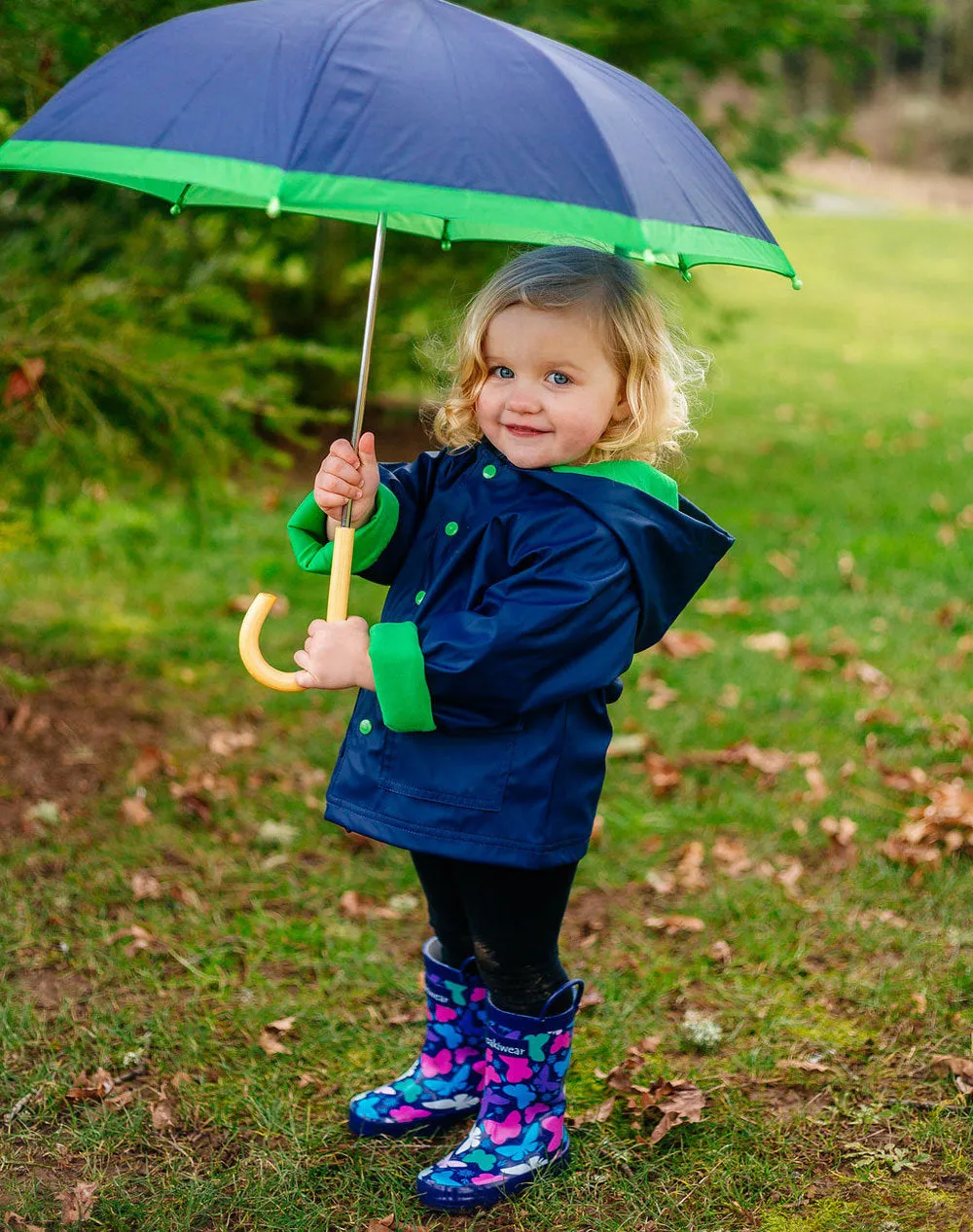 Bright Butterflies Loop Handle Rubber Rain Boots