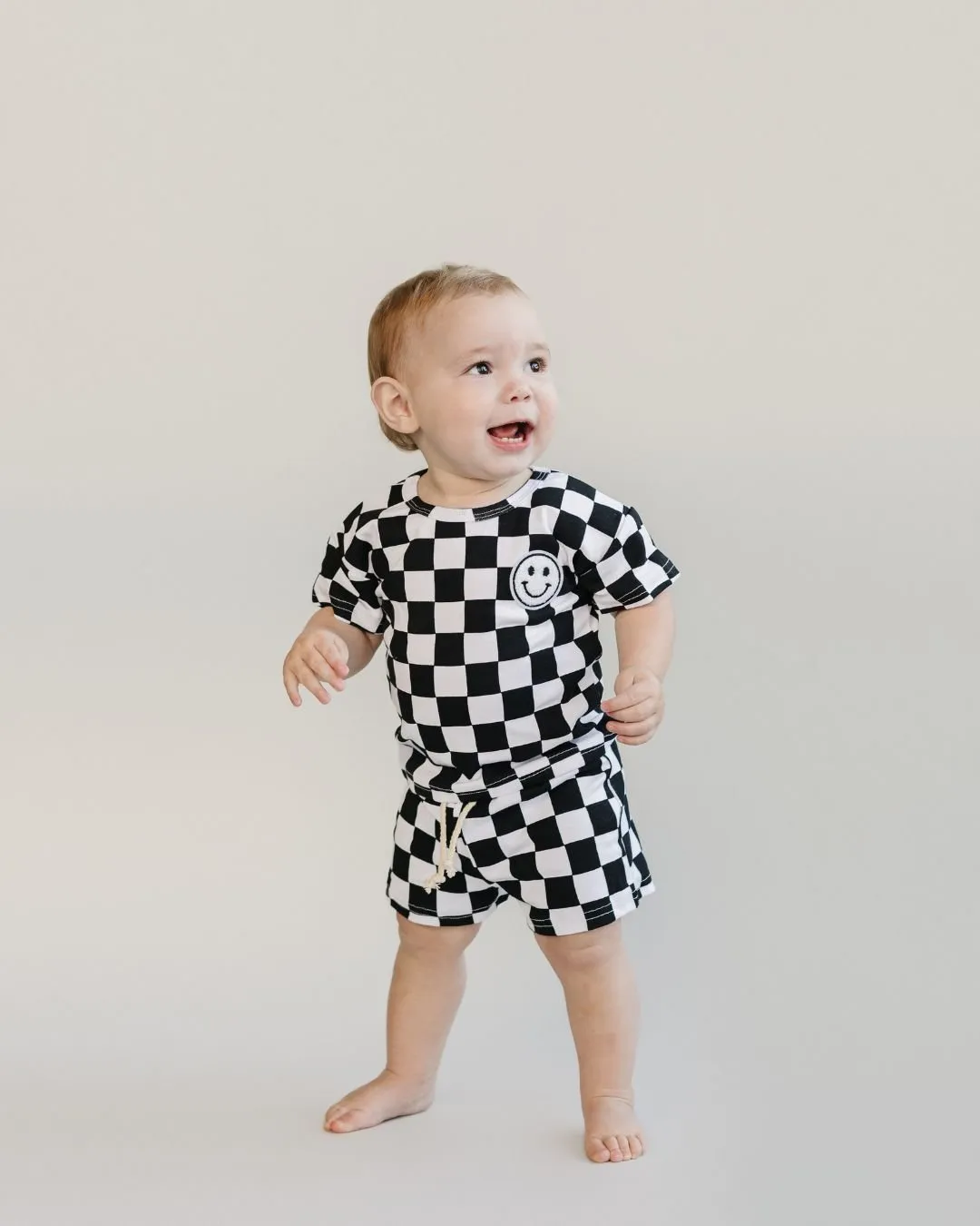 Checkered Shorts Set | Black