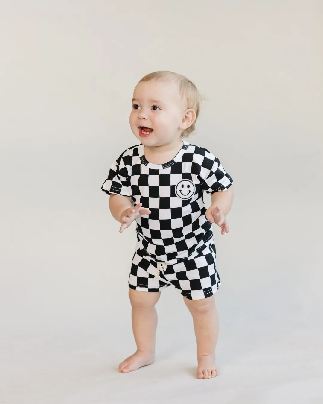 Checkered Shorts Set | Black