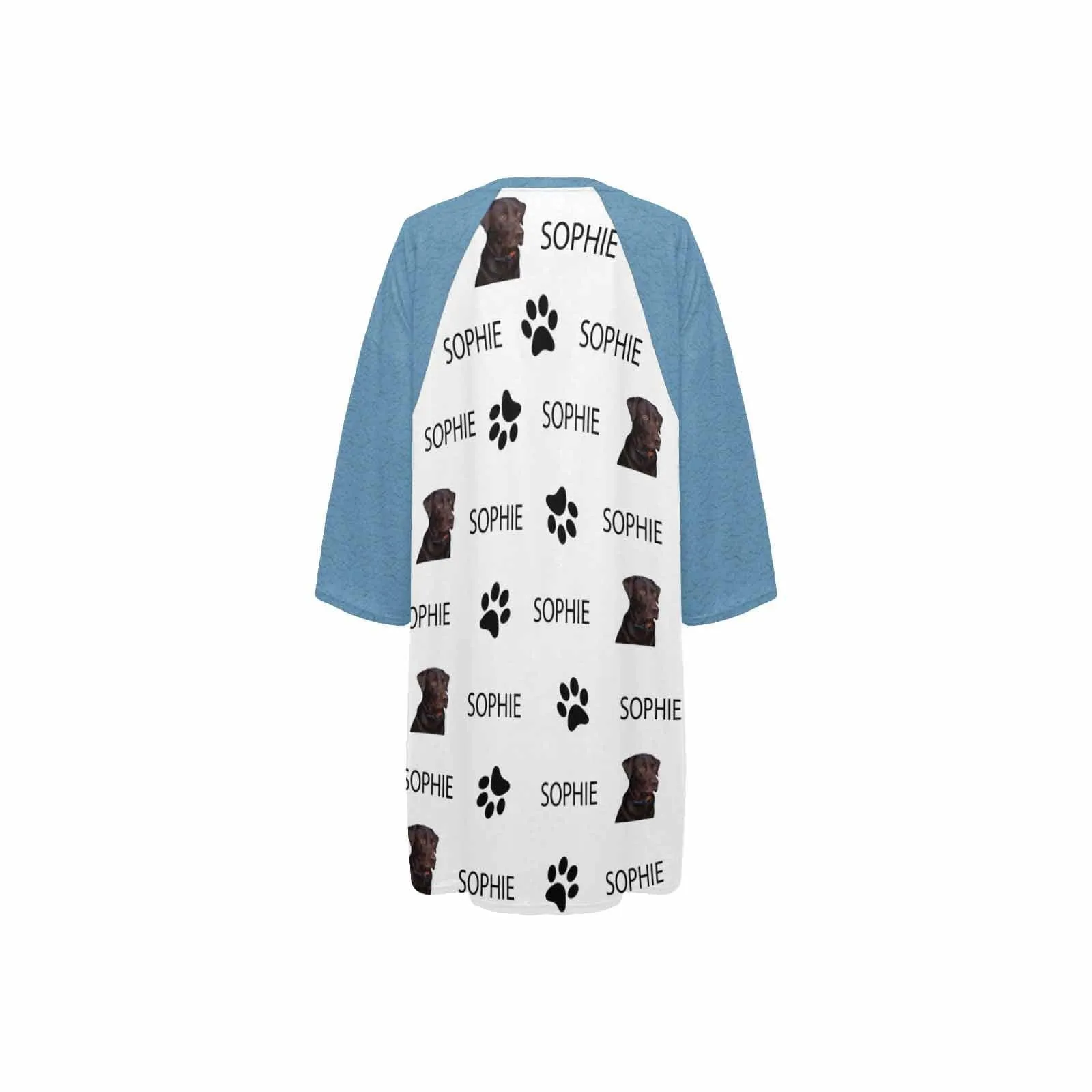 Custom Pet Face&Name Paw Bone Pajamas for Women's Oversized Sleep Tee Personalized Women's Loose Nightshirt Sleepwear