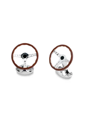 Deakin & Francis Sterling Silver Vintage Steering Wheel Cufflinks