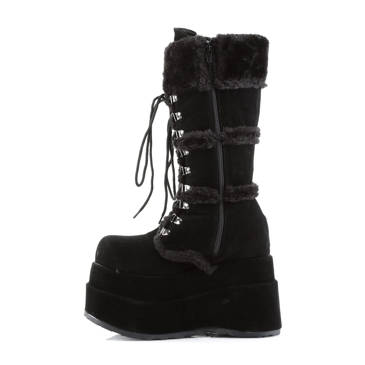 Demonia BEAR-202 | Black Vegan Suede Mid-Calf Boots