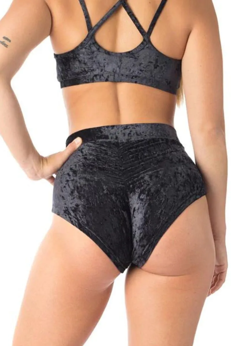 Dragonfly Lola High-Waisted Shorts - Velvet Black