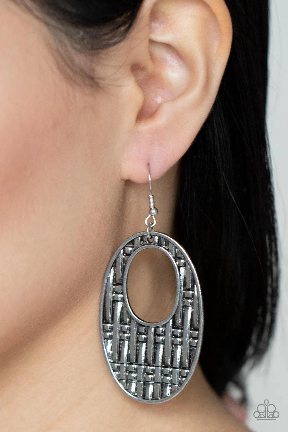 Engraved Edge Silver Earrings - Paparazzi Accessories