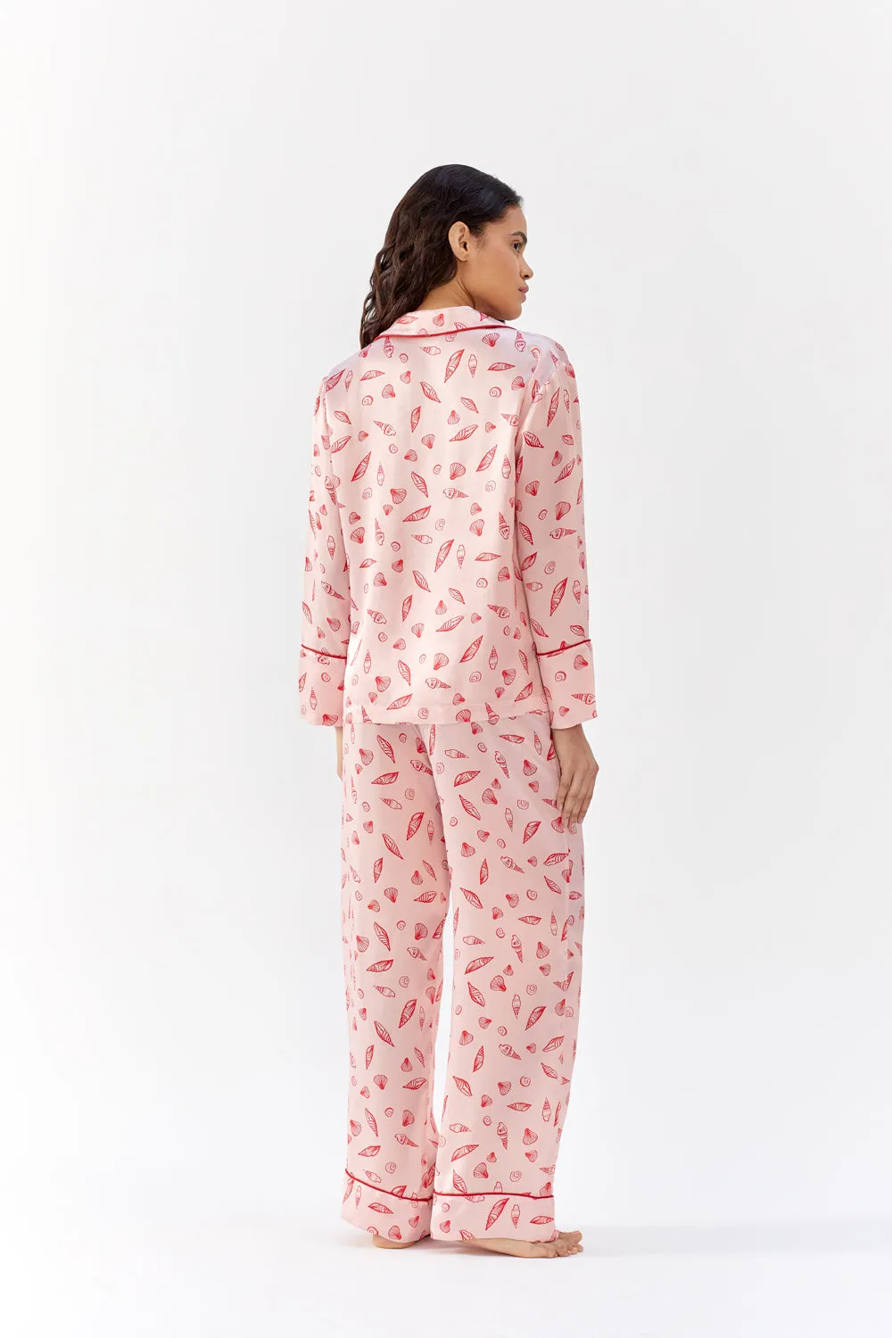 Evie Red Shell Silk Pyjama Set