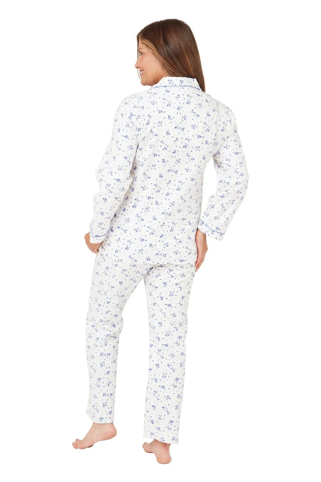 Floral Fan Wincey Pj - Blue