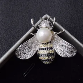 Fresh Accessories - Brooch Bee Pearl Silver