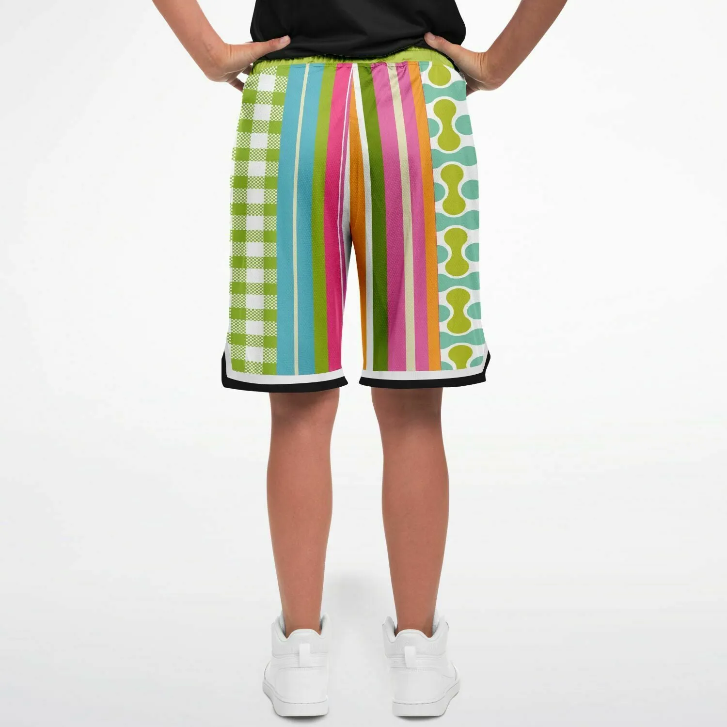 Green Anjou Pear Striped Basketball Shorts