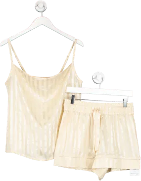 JimJam The Label Cream Luxurious Satin Short Set UK S/M