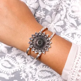 Kimaya Mandala Silver Oxidized Cuff