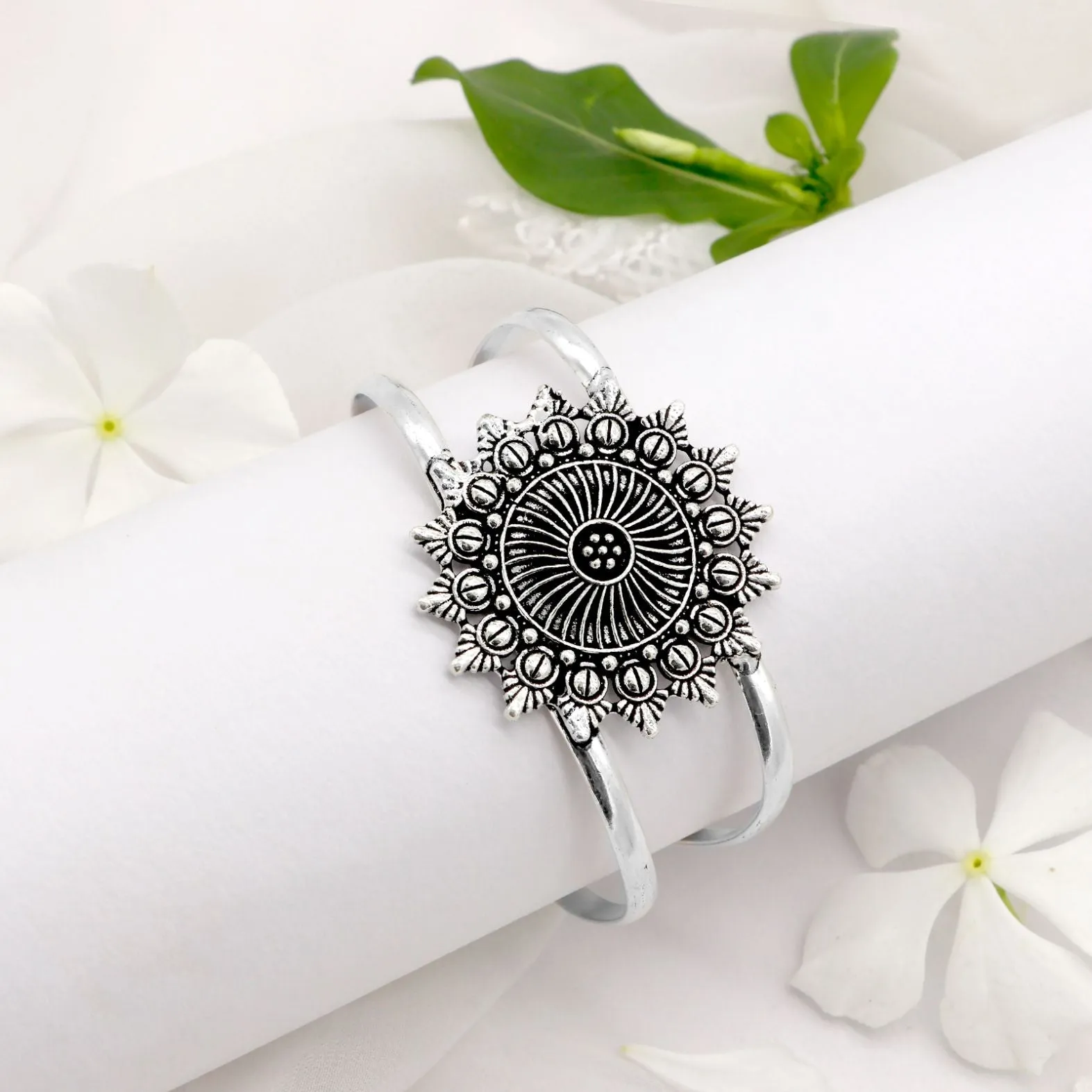 Kimaya Mandala Silver Oxidized Cuff