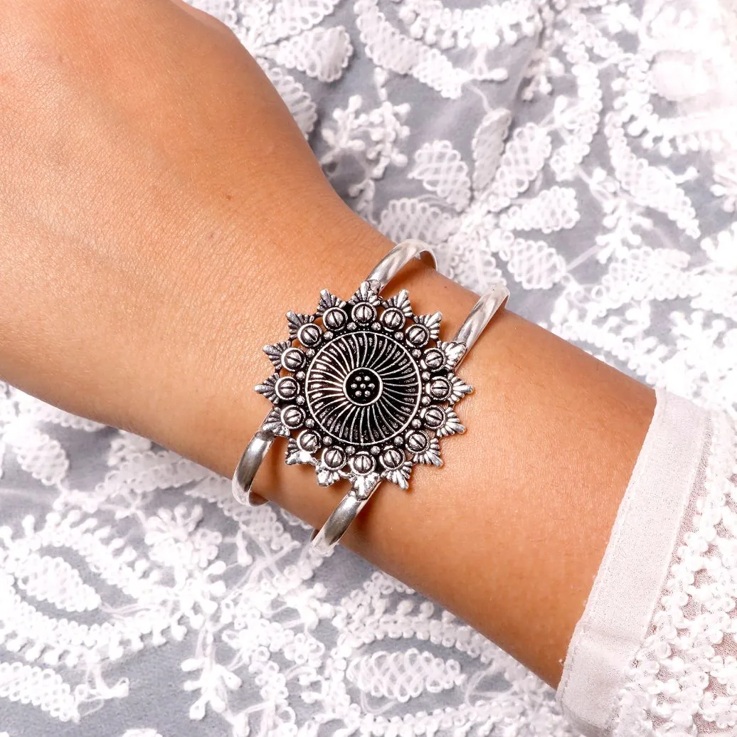 Kimaya Mandala Silver Oxidized Cuff