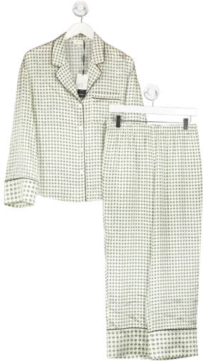 Lily Silk Cream Pena Pajamas Set UK XS