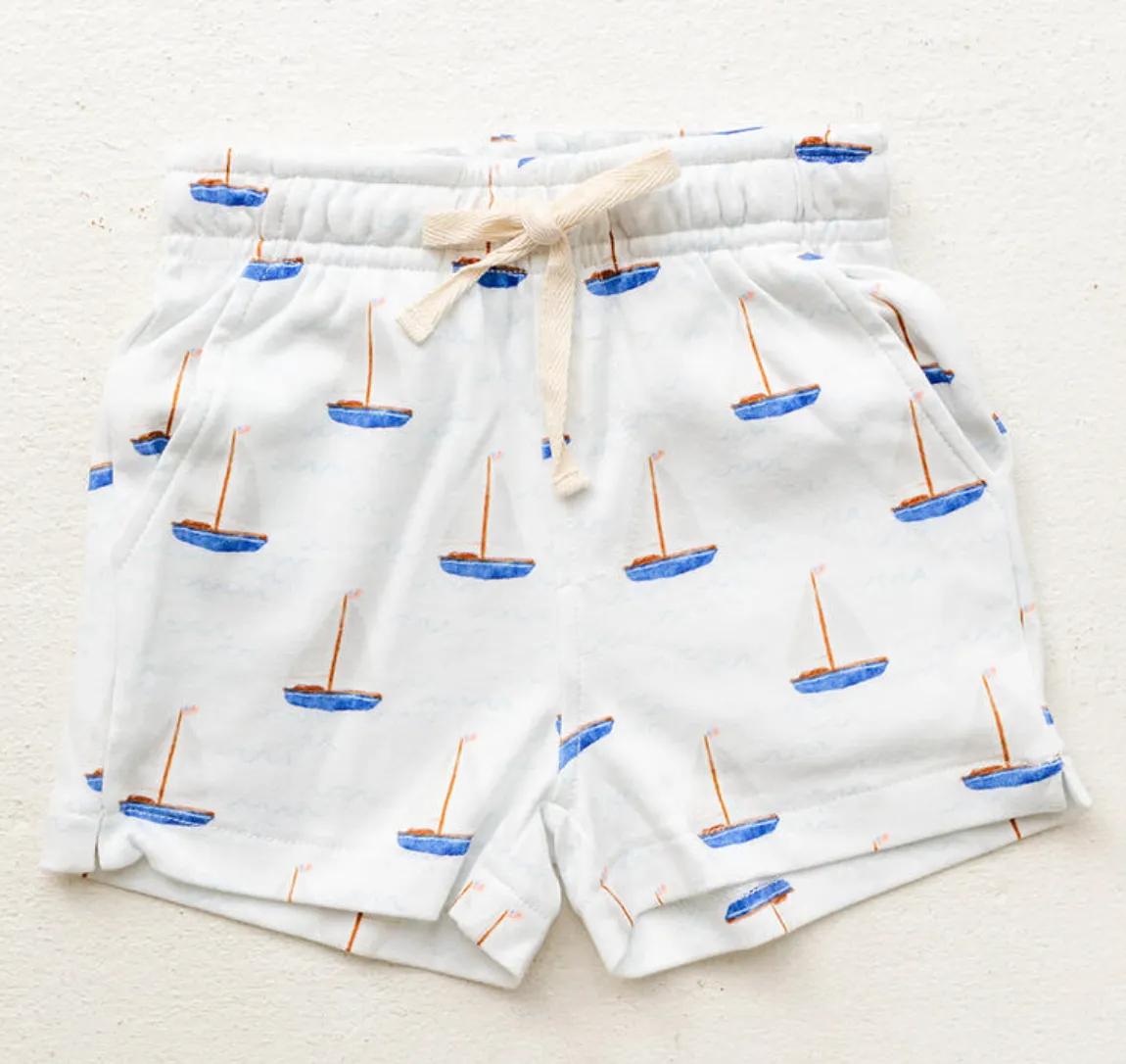 Little Paper Boat - Sailboat Print Knit Shorts