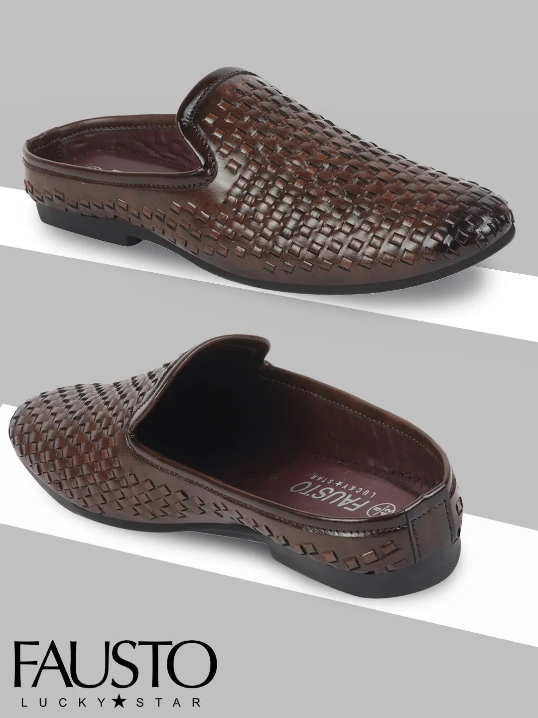 Men Brown Ethnic Slip-On Jutis and Mojaris