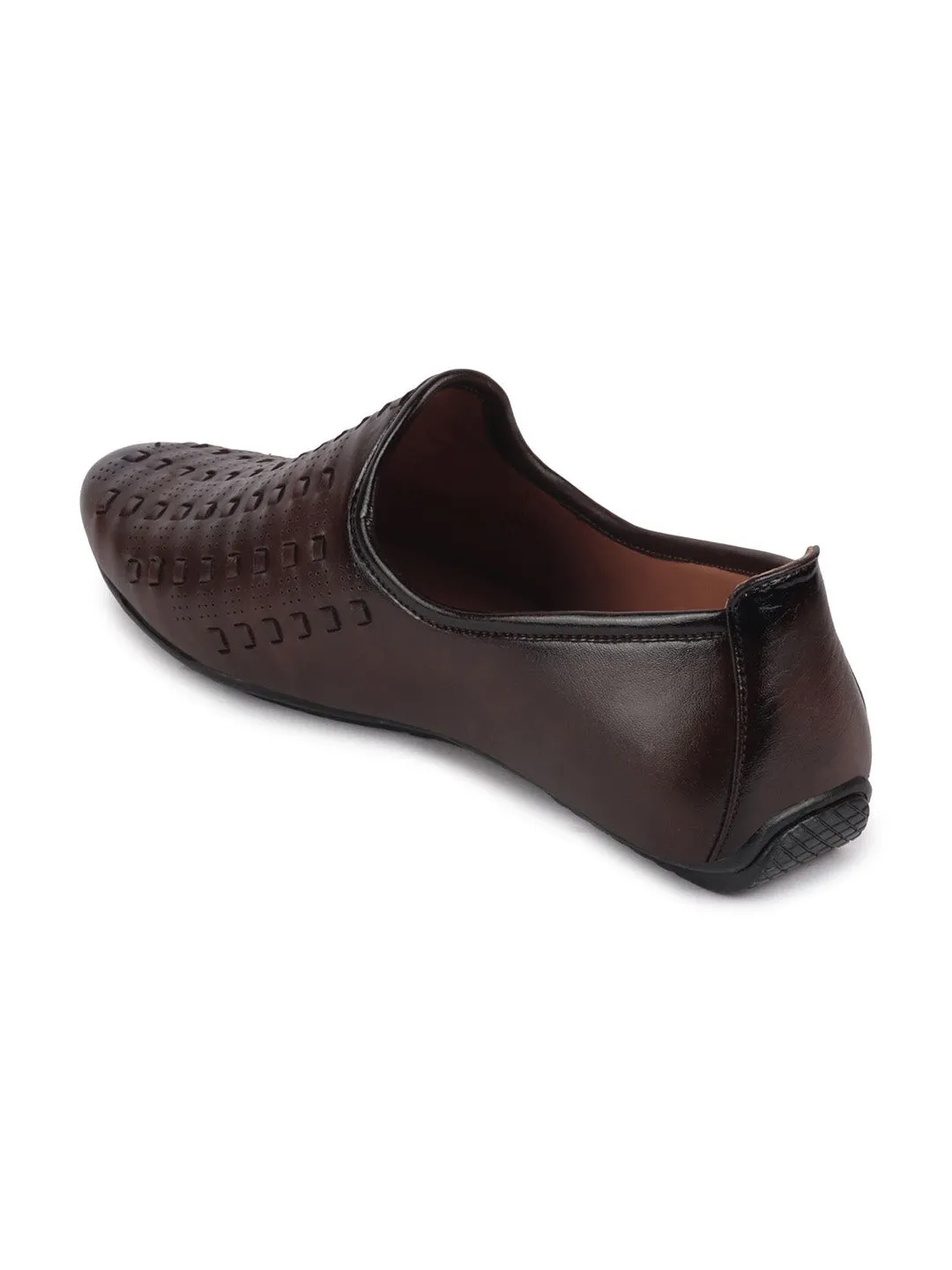 Men Brown Ethnic Slip-On Round Toe Jutis & Mojaris