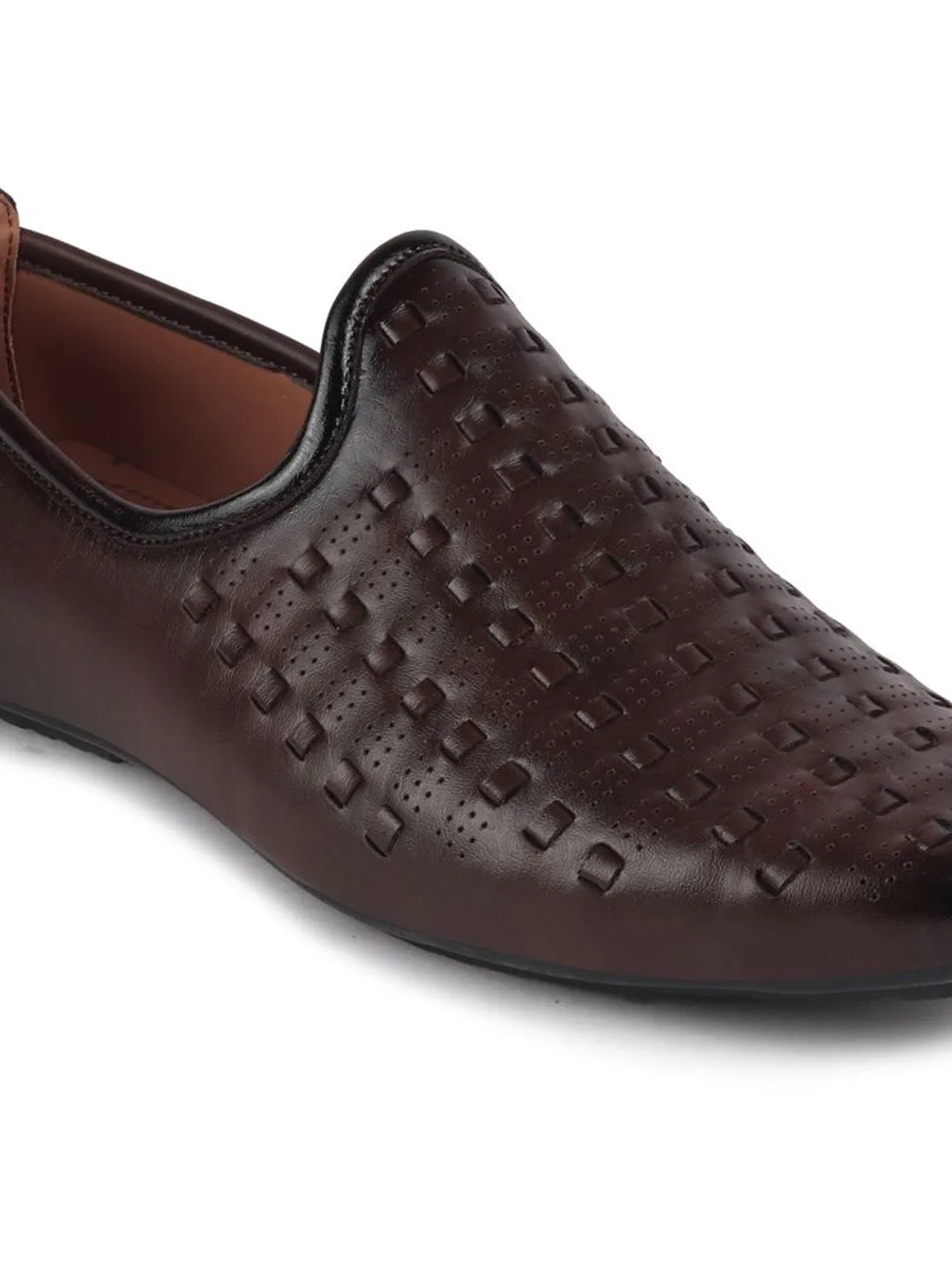 Men Brown Ethnic Slip-On Round Toe Jutis & Mojaris