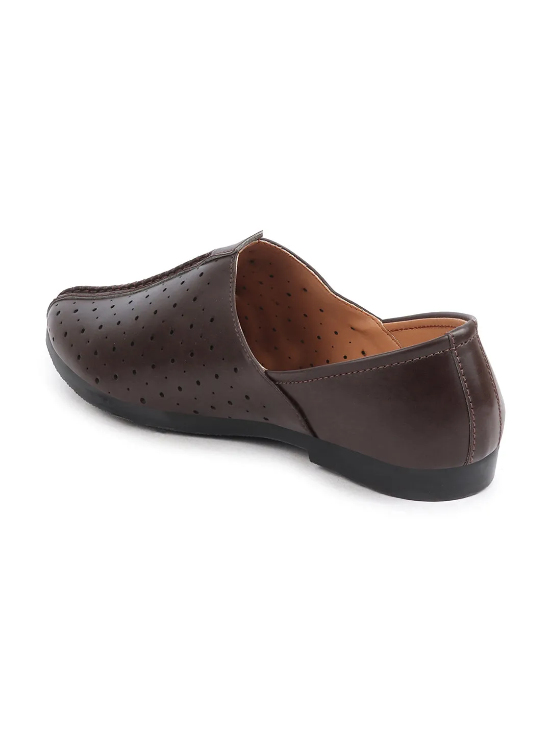 Men Brown Ethnic Slip-On Traditional Jutis & Mojaris