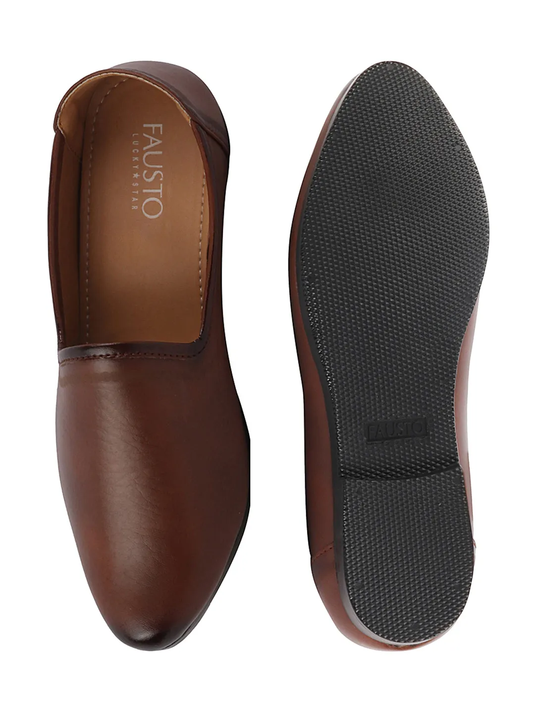 Men Tan Ethnic Slip-On Lightweight Jutis & Mojaris