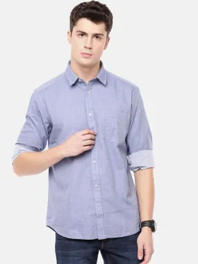 MEN'S BLUE DOBBY SLIM FIT SHIRT