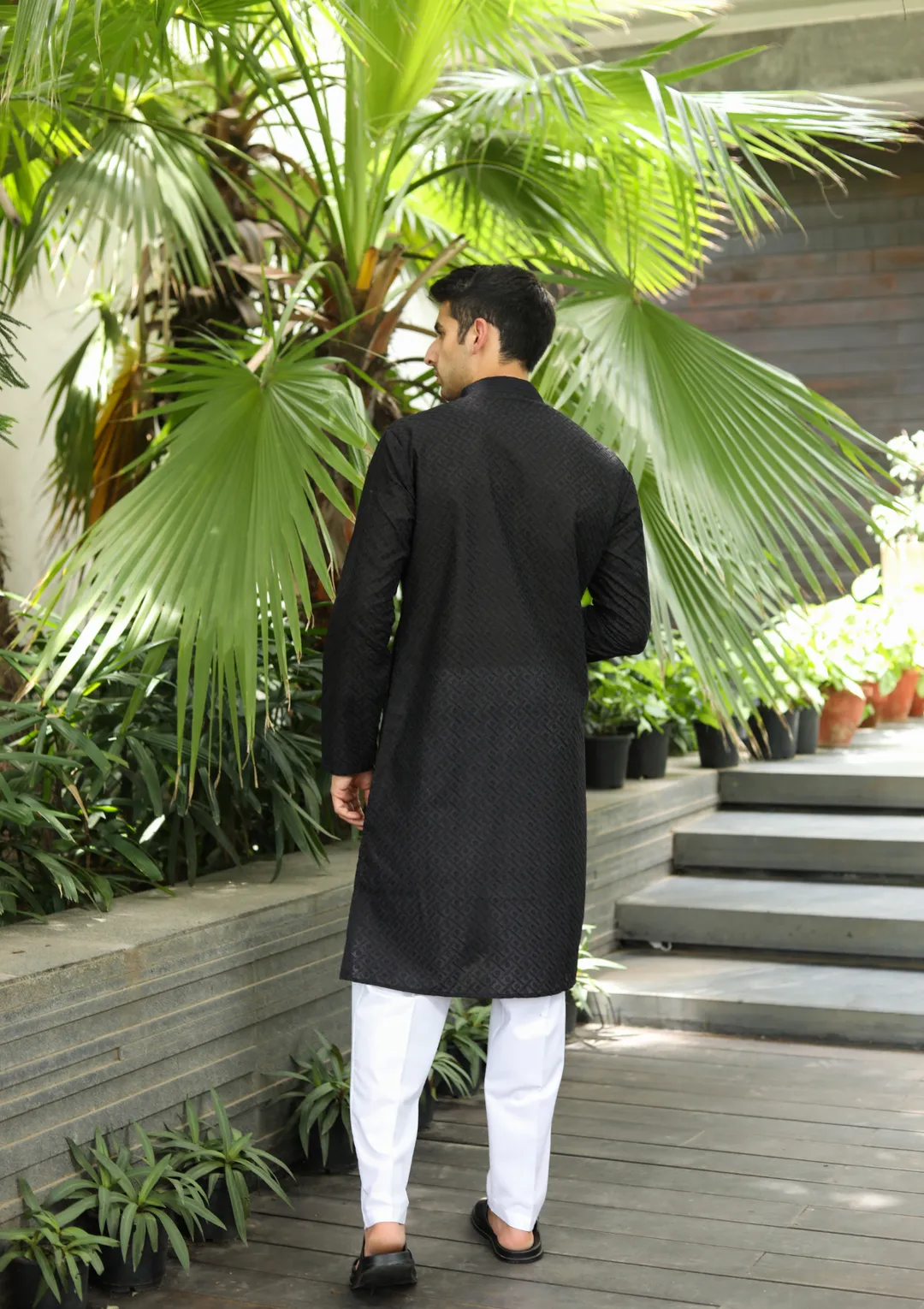 Nawab Mens Machine Chikankari Kurta & Pyjama Set