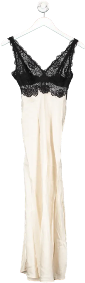 NK IMODE Cream Morgan Iconic Bust-support Long Silk Gown UK S