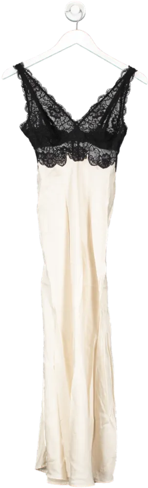 NK IMODE Cream Morgan Iconic Bust-support Long Silk Gown UK S