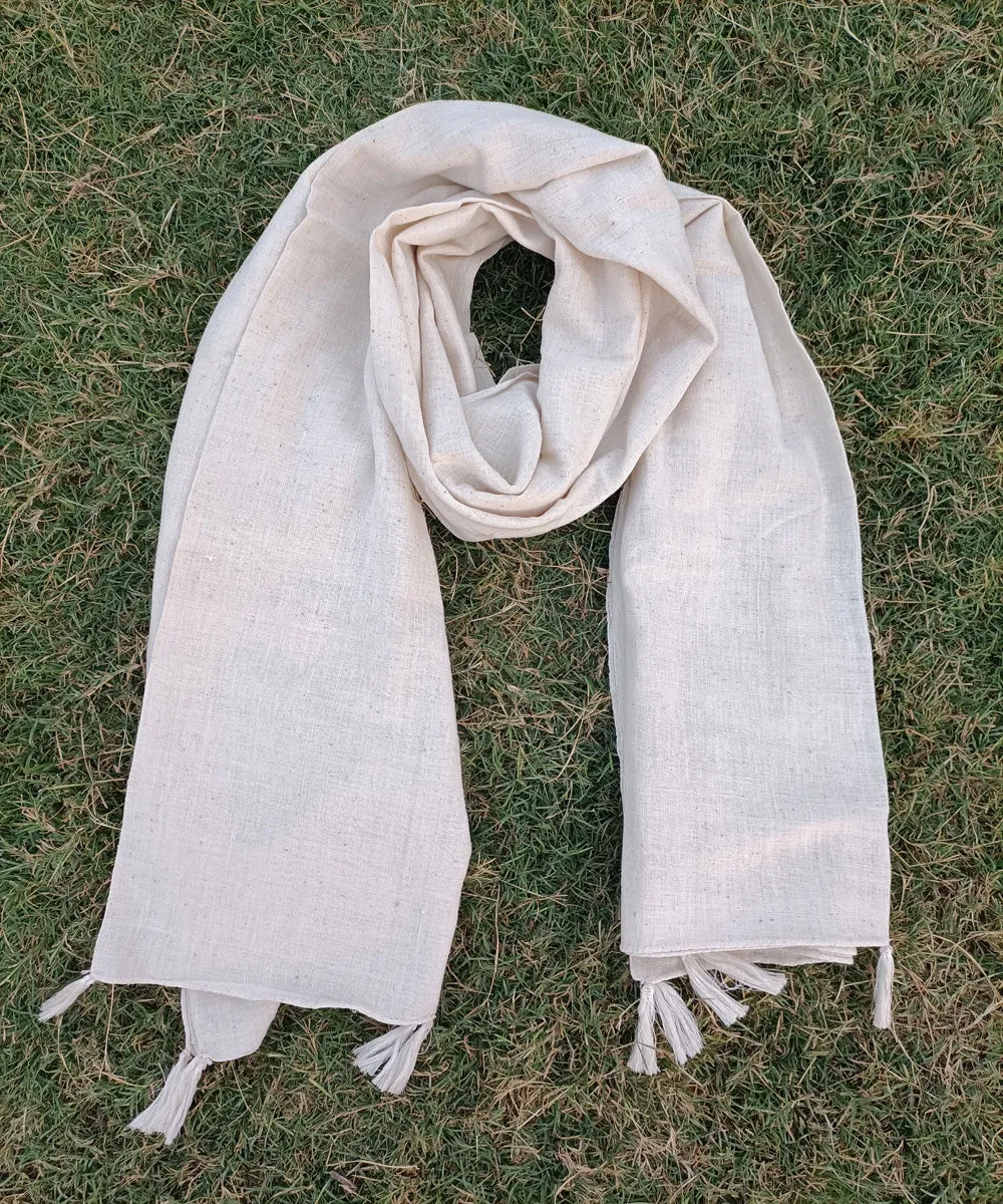 Off white handspun handwoven cotton dupatta