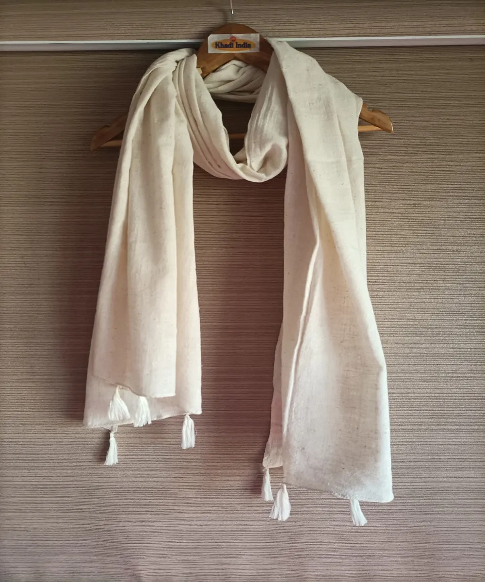 Off white handspun handwoven cotton dupatta