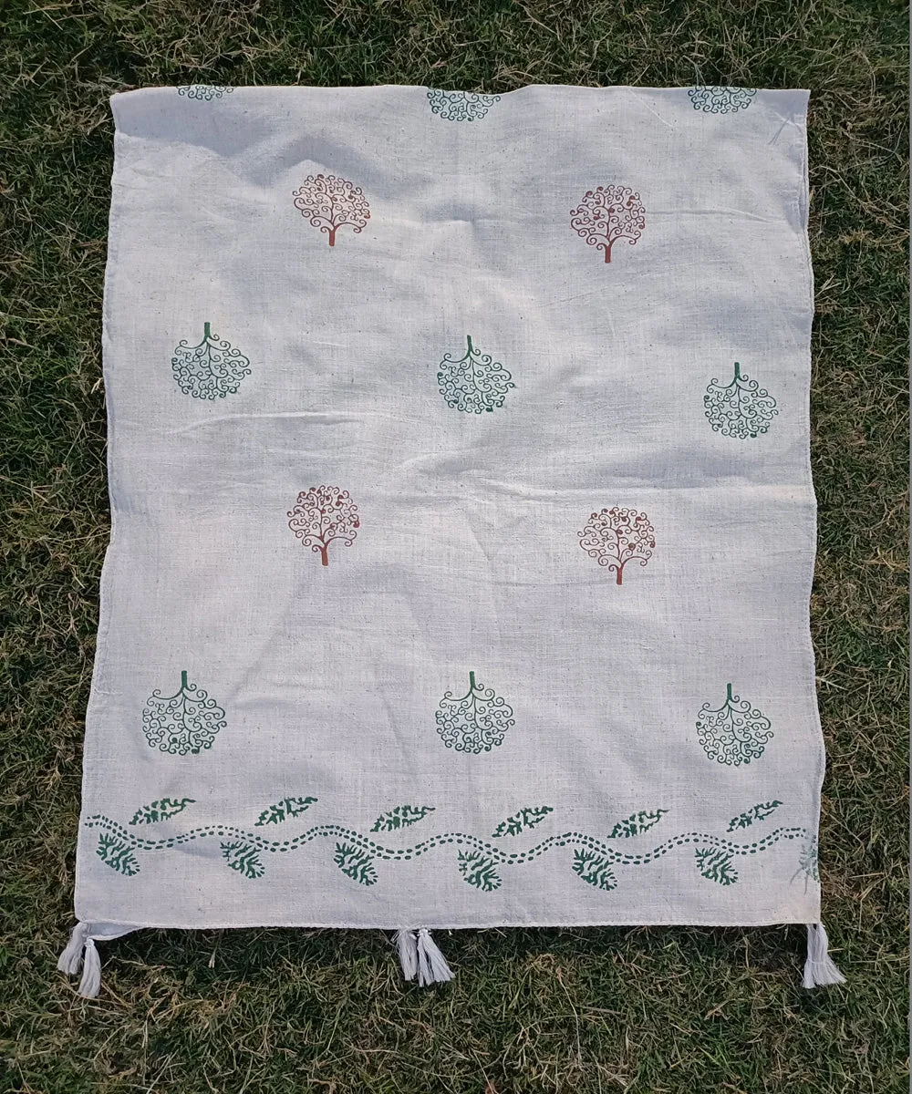 Offwhite cotton handspun handblock print stole