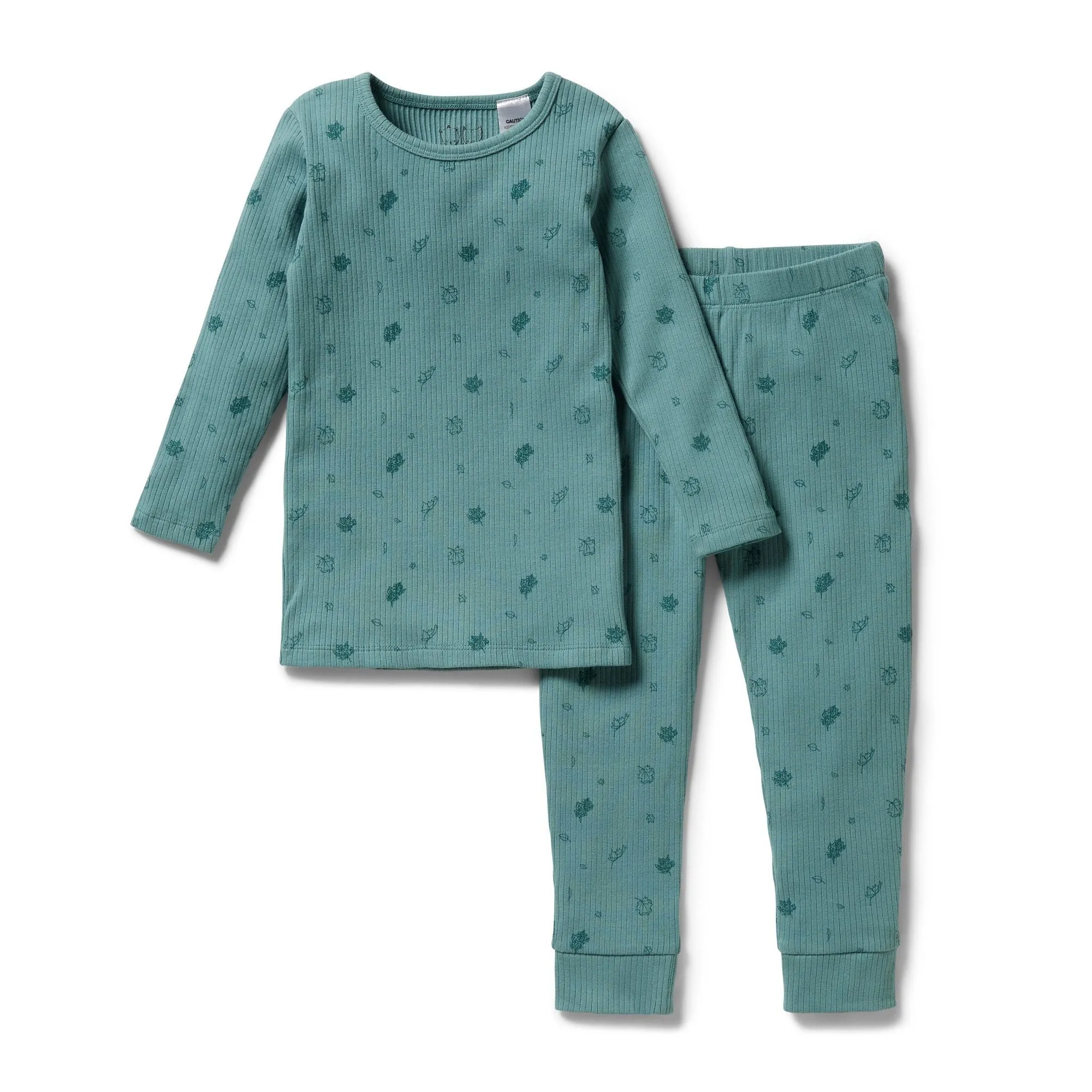 Organic Rib Long Sleeve Pyjamas, Little Leaf