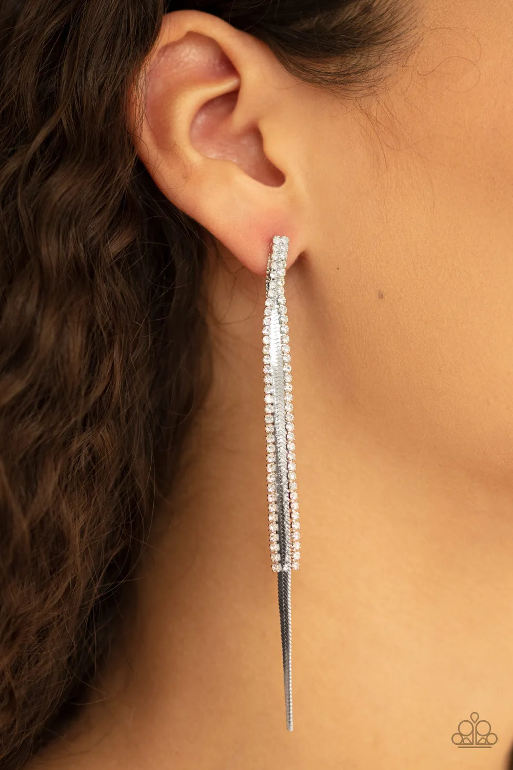 Paparazzi Accessories - Flavor of the SLEEK - White Earrings