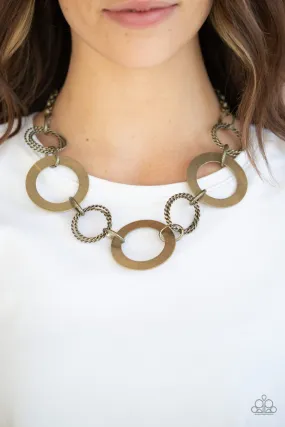 Paparazzi Accessories - Ringed In Radiance - Brass Necklace