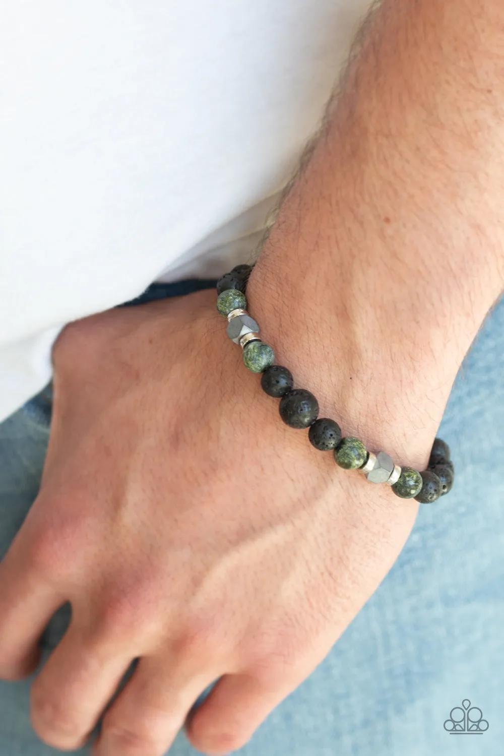 Paparazzi Accessories - Strength - Green Stone Bead Bracelet