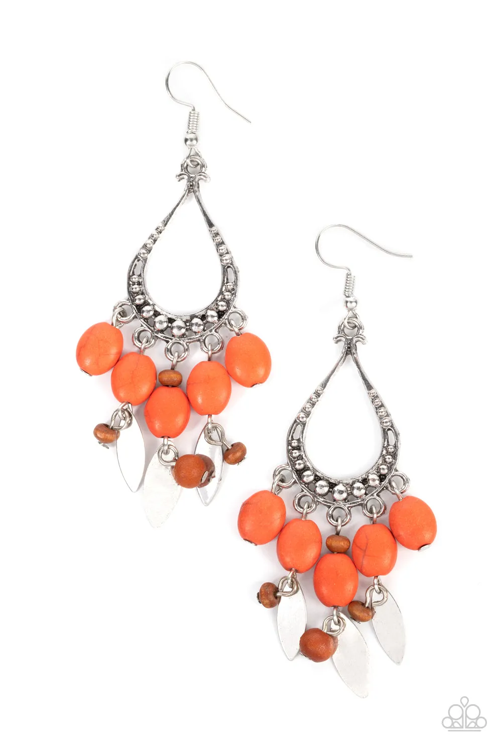 Paparazzi Adobe Air - Orange Rustic Earrings