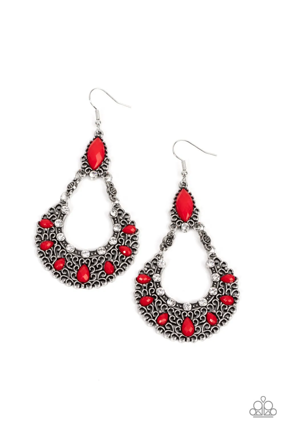 Paparazzi Fluent in Florals Red Earrings