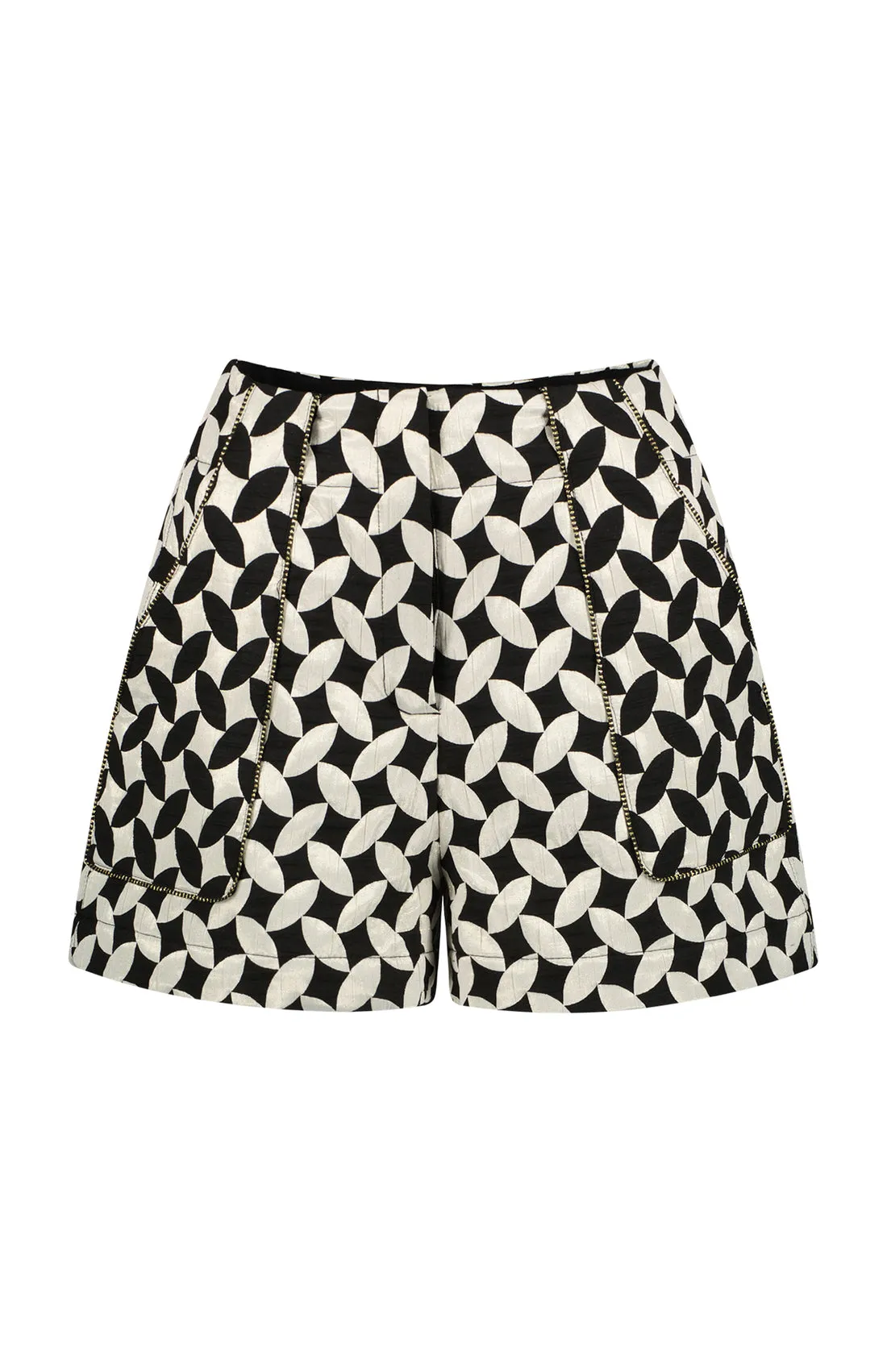 Patbo - Jacquard High Waist Shorts - Black/white