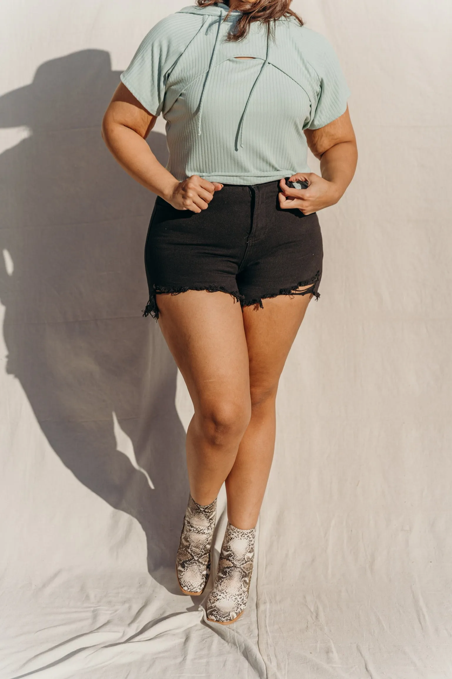 PLUS SIZE Novah Distressed Denim Shorts