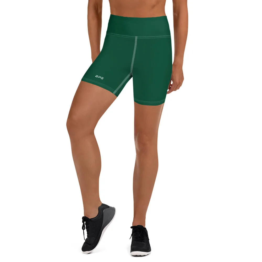 Racing Green High Waist Yoga Shorts